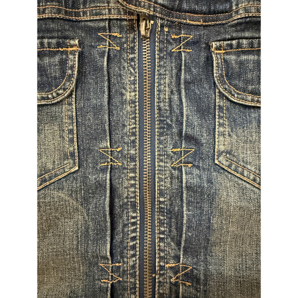 Vintage Yuka Jeans Denim Jacket Women's M Zip Front Embroidered Streetwear Y2K - Picture 7 of 10